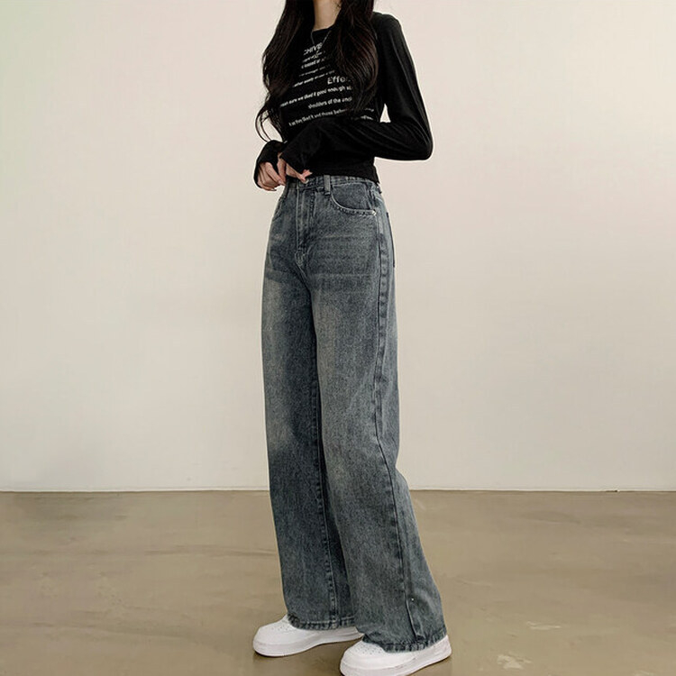 【SHORT/BASIC/LONG 丈別】ハイウエストワイドデニムパンツ6色 GRAY