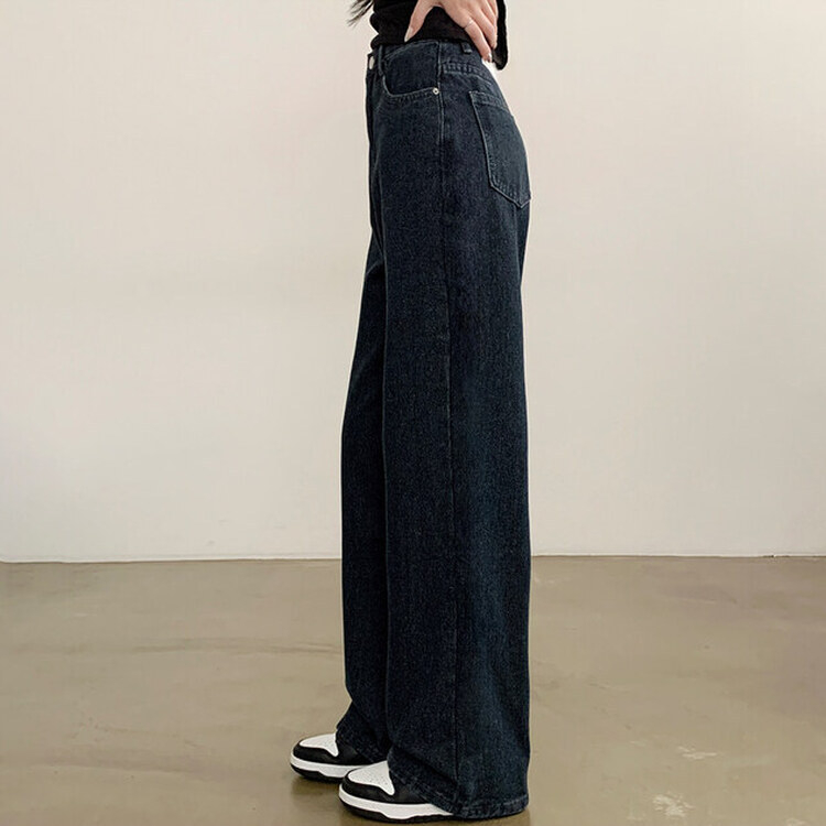 【SHORT/BASIC/LONG 丈別】ハイウエストワイドデニムパンツ6色 DARK BLUE