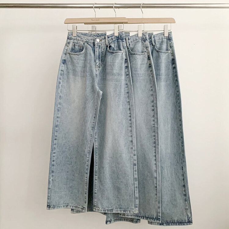 【SHORT/BASIC/LONG 丈別】ハイウエストワイドデニムパンツ6色