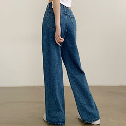 【SHORT/BASIC/LONG 丈別】ハイウエストワイドデニムパンツ6色 BLUE