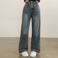 【SHORT/BASIC/LONG 丈別】ハイウエストワイドデニムパンツ6色 GRAY