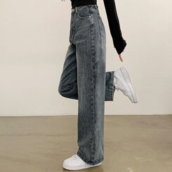 【SHORT/BASIC/LONG 丈別】ハイウエストワイドデニムパンツ6色 GRAY