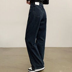 【SHORT/BASIC/LONG 丈別】ハイウエストワイドデニムパンツ6色 DARK BLUE