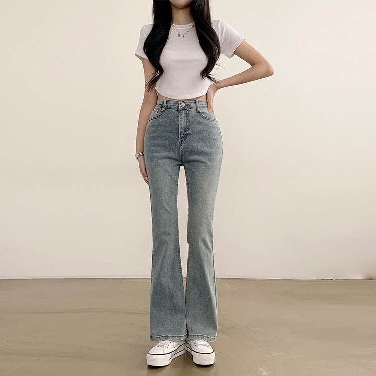 【SHORT/BASIC/LONG 丈別】ブーツカットデニムパンツ6色 Vintage Blue