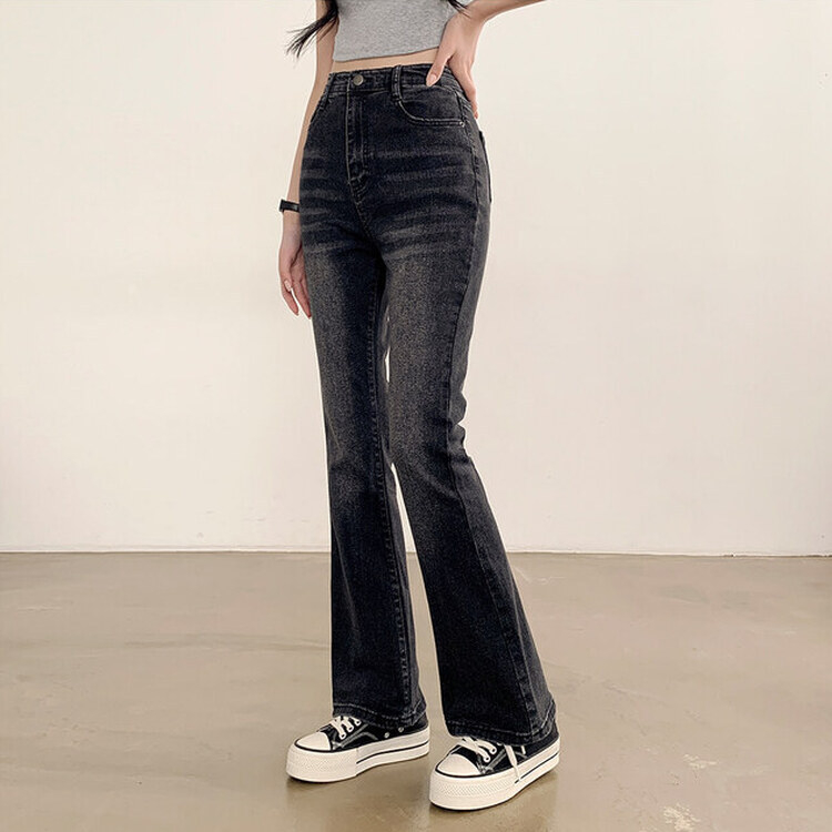 【SHORT/BASIC/LONG 丈別】ブーツカットデニムパンツ6色 BLACK
