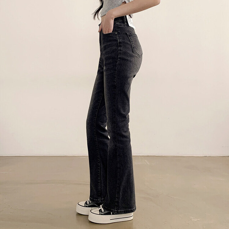 【SHORT/BASIC/LONG 丈別】ブーツカットデニムパンツ6色 BLACK