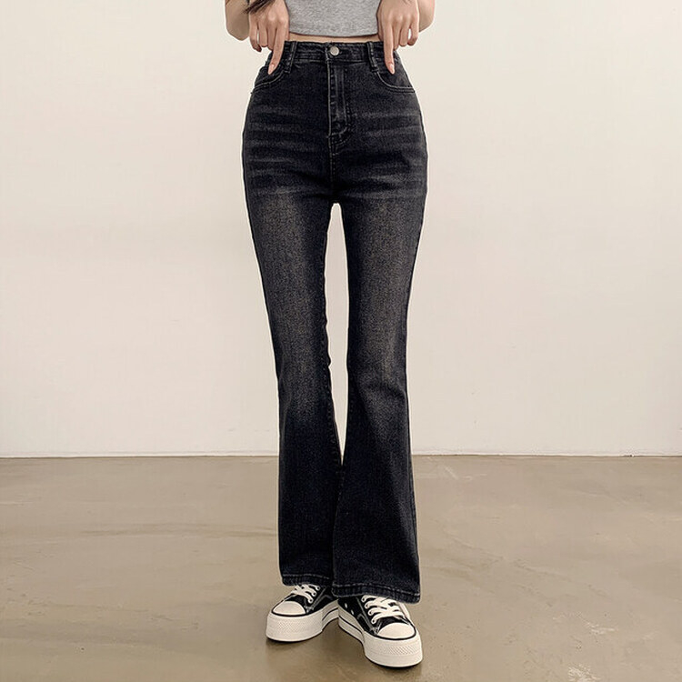 【SHORT/BASIC/LONG 丈別】ブーツカットデニムパンツ6色 BLACK