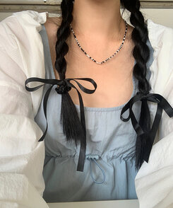 ヘアアクセサリー シルキーリボンヘアゴム BLACK
