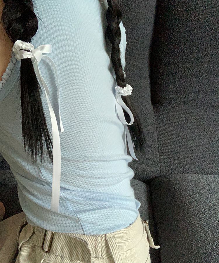 シルキーリボンヘアゴム WHITE