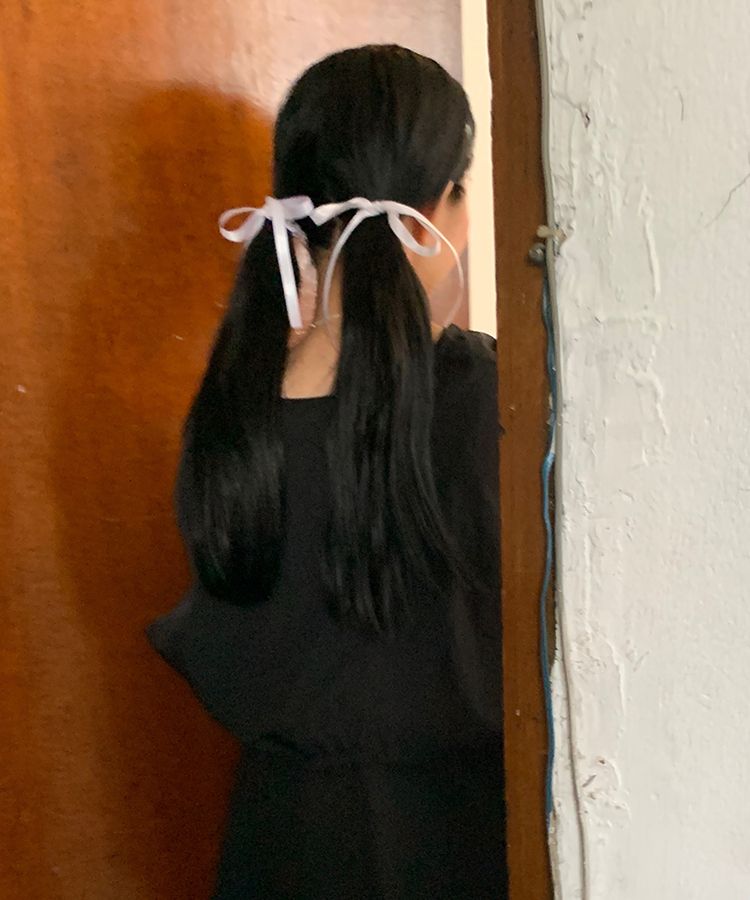 シルキーリボンヘアゴム WHITE