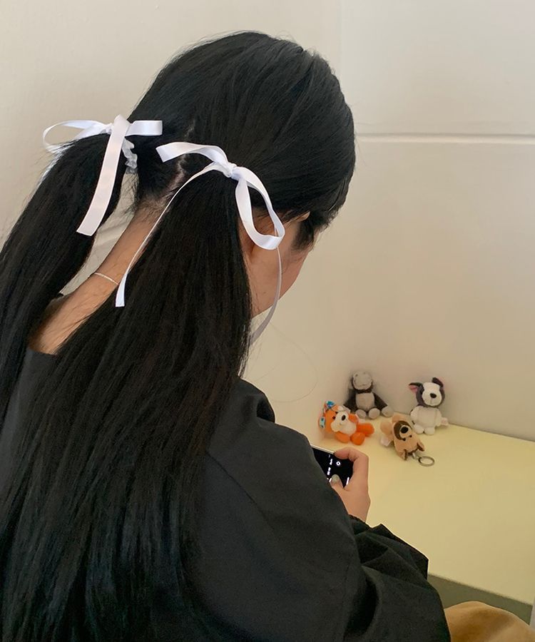 シルキーリボンヘアゴム WHITE