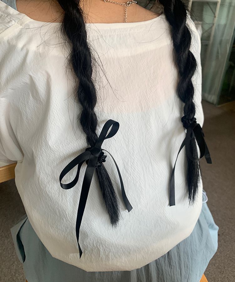 シルキーリボンヘアゴム BLACK
