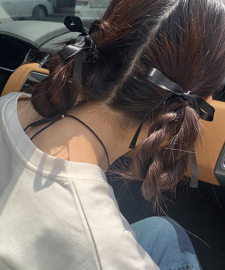 シルキーリボンヘアゴム BLACK