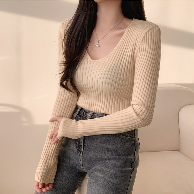 ソフトリブVネックニット9色｜ニット｜韓国ファッション通販 SONA
