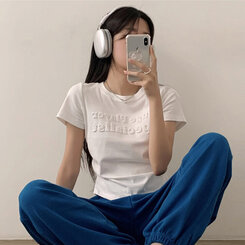 半袖Tシャツ サイドシャーリングクロップ半袖Tシャツ WHITE