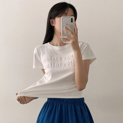 半袖Tシャツ サイドシャーリングクロップ半袖Tシャツ WHITE