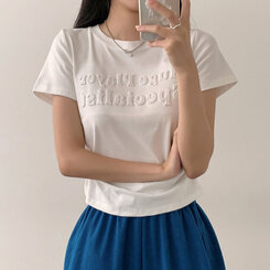 半袖Tシャツ サイドシャーリングクロップ半袖Tシャツ WHITE