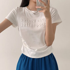 半袖Tシャツ サイドシャーリングクロップ半袖Tシャツ WHITE
