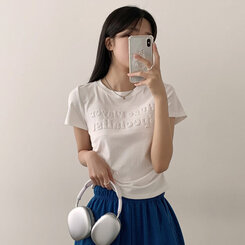 半袖Tシャツ サイドシャーリングクロップ半袖Tシャツ WHITE