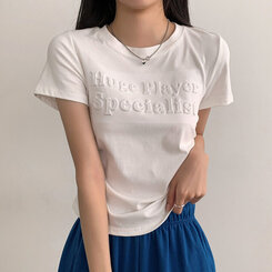 半袖Tシャツ サイドシャーリングクロップ半袖Tシャツ WHITE
