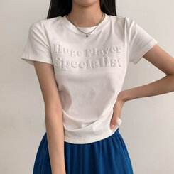 半袖Tシャツ サイドシャーリングクロップ半袖Tシャツ WHITE