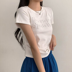 半袖Tシャツ サイドシャーリングクロップ半袖Tシャツ WHITE
