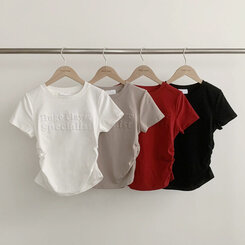 半袖Tシャツ サイドシャーリングクロップ半袖Tシャツ