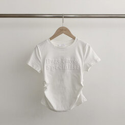 半袖Tシャツ サイドシャーリングクロップ半袖Tシャツ