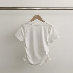 半袖Tシャツ サイドシャーリングクロップ半袖Tシャツ