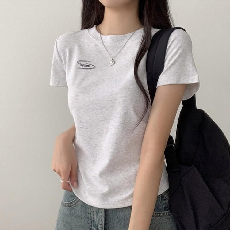 サイドシャーリングクロップ半袖Tシャツ５色 OATMEAL