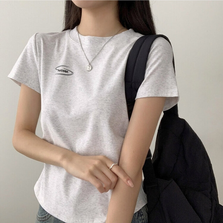 サイドシャーリングクロップ半袖Tシャツ５色 OATMEAL