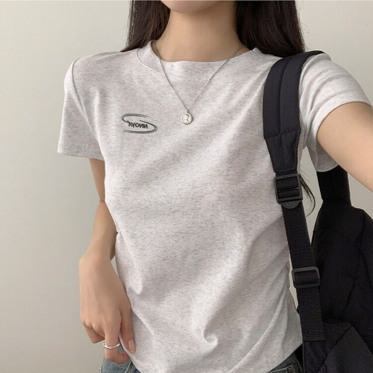 サイドシャーリングクロップ半袖Tシャツ５色 OATMEAL