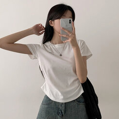 半袖Tシャツ サイドシャーリングクロップ半袖Tシャツ5色 WHITE