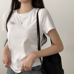 半袖Tシャツ サイドシャーリングクロップ半袖Tシャツ5色 WHITE