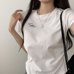 半袖Tシャツ サイドシャーリングクロップ半袖Tシャツ5色 WHITE