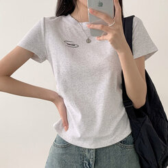 半袖Tシャツ サイドシャーリングクロップ半袖Tシャツ5色 OATMEAL