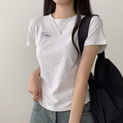 半袖Tシャツ サイドシャーリングクロップ半袖Tシャツ5色 OATMEAL