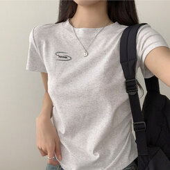 半袖Tシャツ サイドシャーリングクロップ半袖Tシャツ5色 OATMEAL