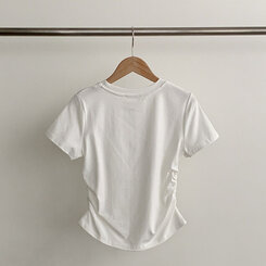 半袖Tシャツ サイドシャーリングクロップ半袖Tシャツ5色