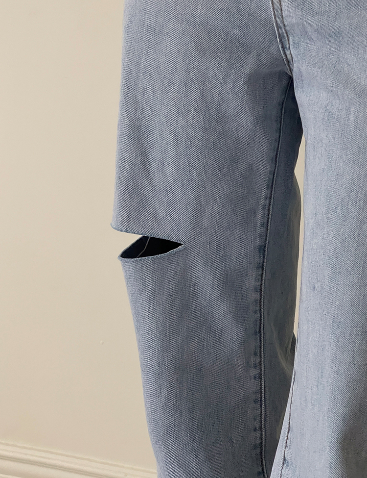 【SHORT/BASIC/LONG 丈別】カットデニムパンツ LIGHT BLUE