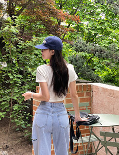 デニム 【SHORT/BASIC/LONG 丈別】カットデニムパンツ LIGHT BLUE