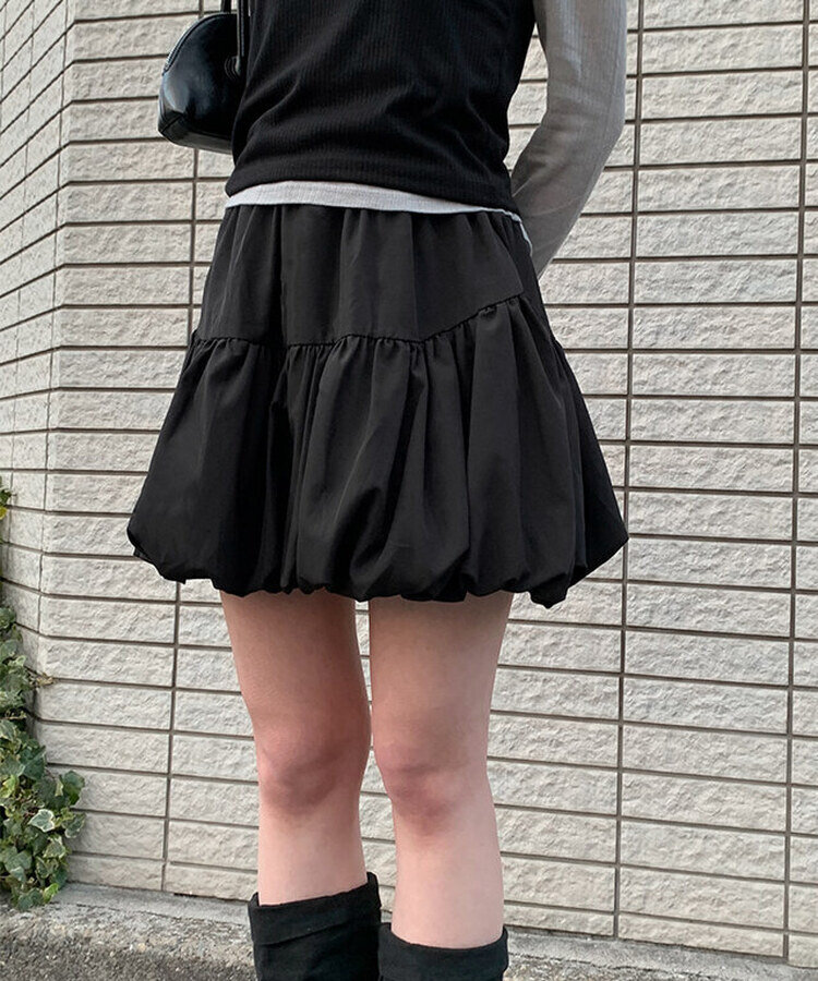 パンプキンバルーンミニスカート BLACK