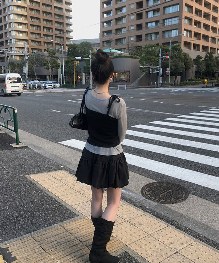 パンプキンバルーンミニスカート BLACK