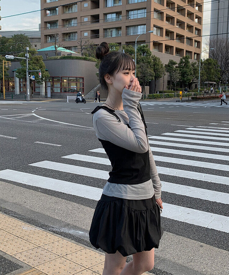 パンプキンバルーンミニスカート BLACK