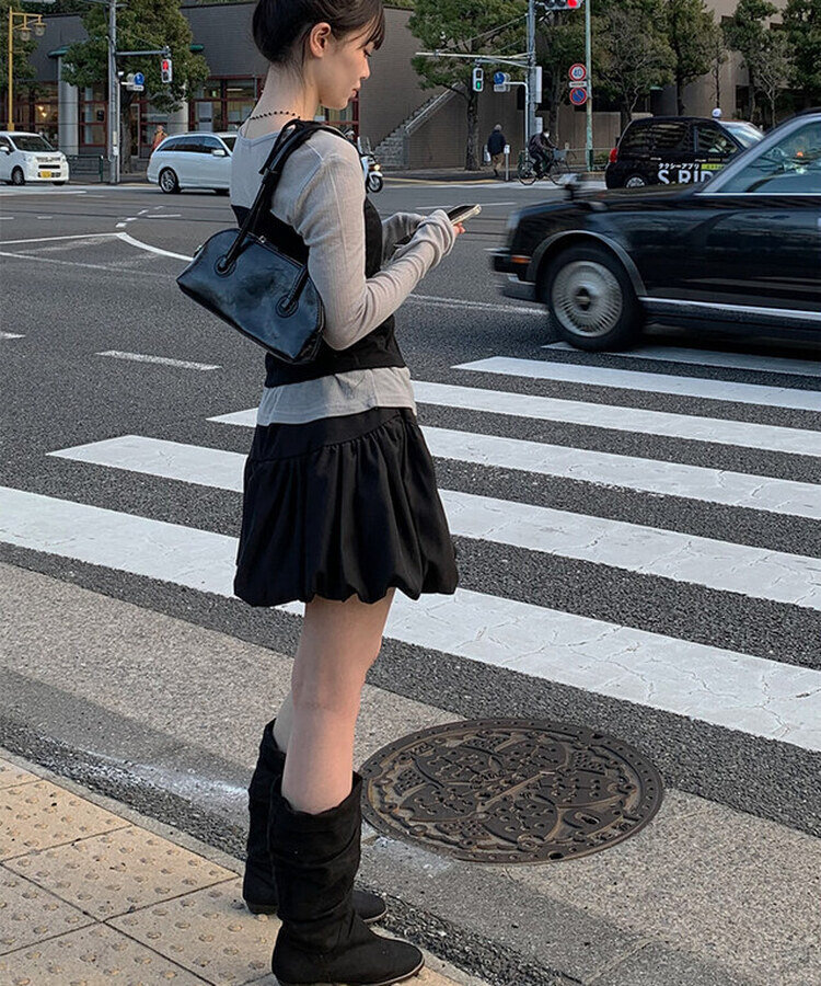 パンプキンバルーンミニスカート BLACK