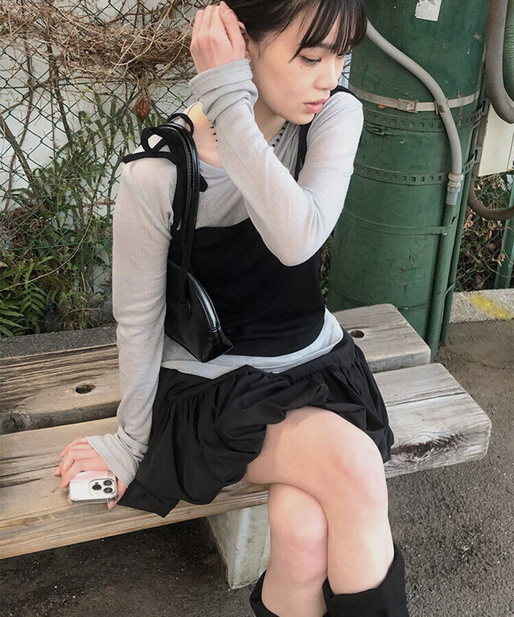 パンプキンバルーンミニスカート BLACK