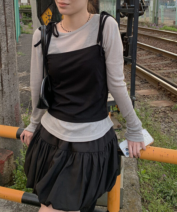 パンプキンバルーンミニスカート BLACK