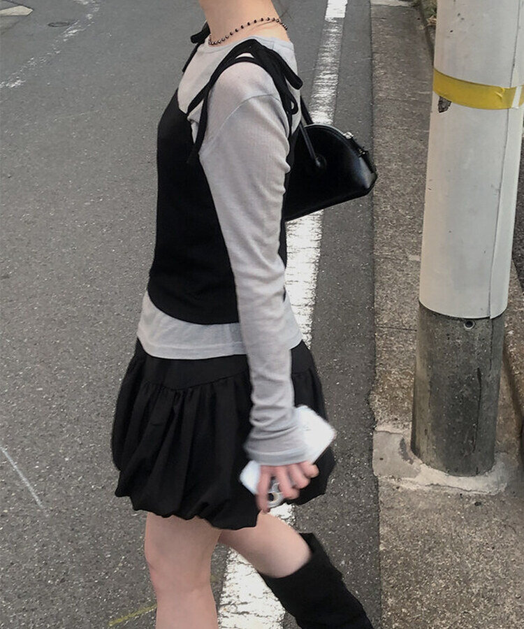 パンプキンバルーンミニスカート BLACK