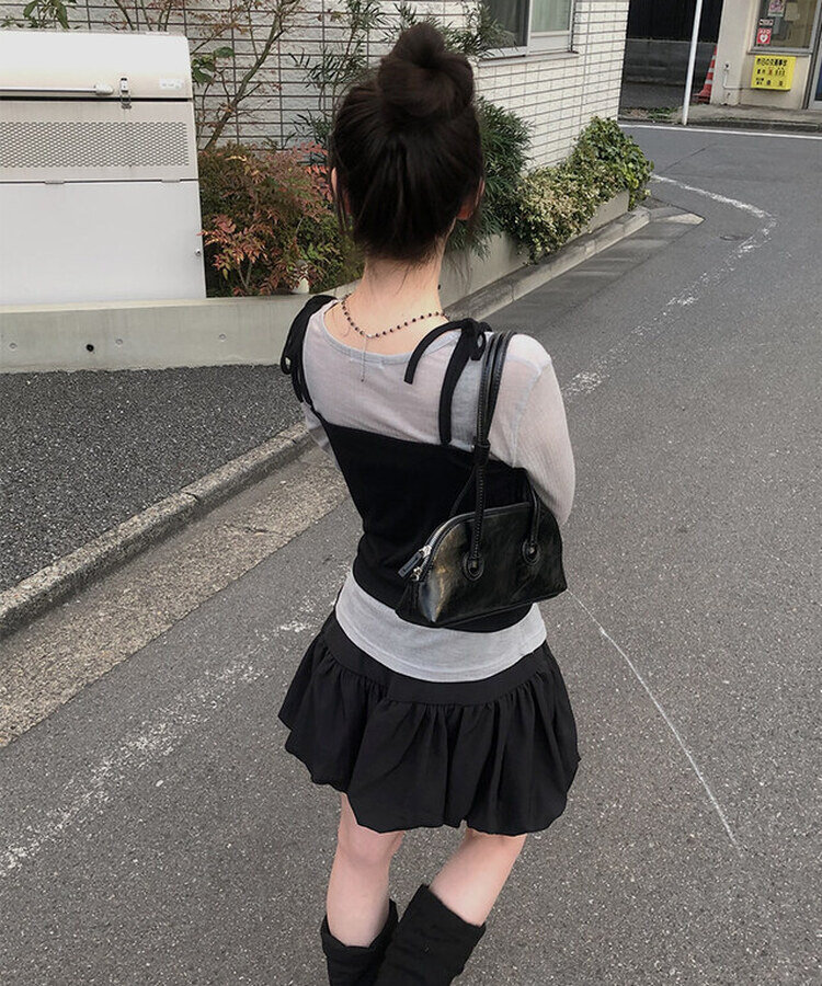 パンプキンバルーンミニスカート BLACK