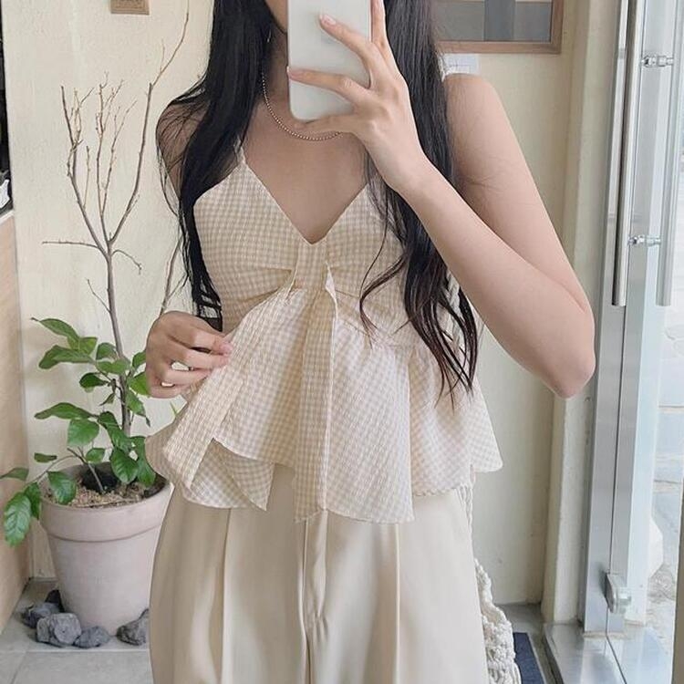 MAISON RAVIEW チェックリボンキャミソール by ファッション MAISON